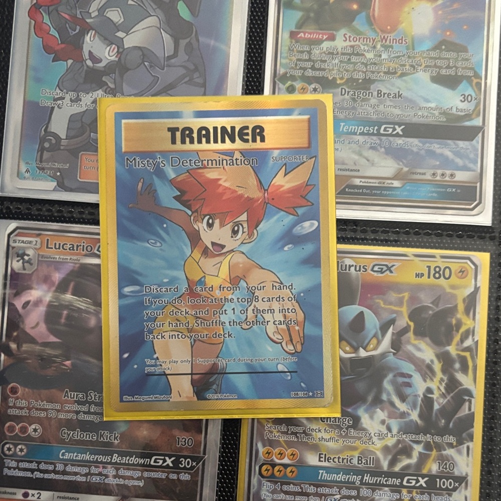 Pokemon Trainer Card with Misty's Determination - Blue and Yellow